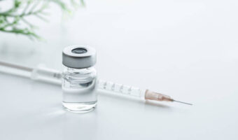 vaccine, syringe, vial, white background, bright image