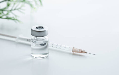 vaccine, syringe, vial, white background, bright image